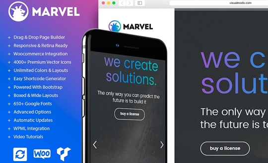 Marvel WordPress Theme Vertical Navigation Menu Template